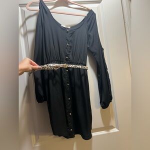 Must Have Black Dress with Leopard Print Belt